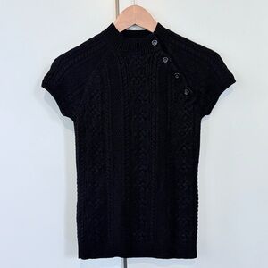 Ralph Lauren NWOT vintage cable knit metallic black cotton blend sweater size S